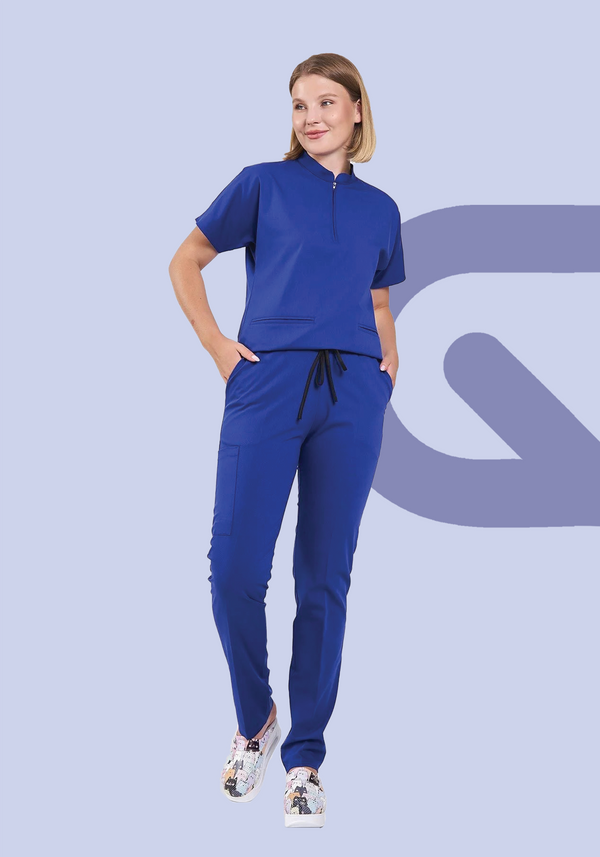 Royal Blue ProFlex Zipper Scrubs Set