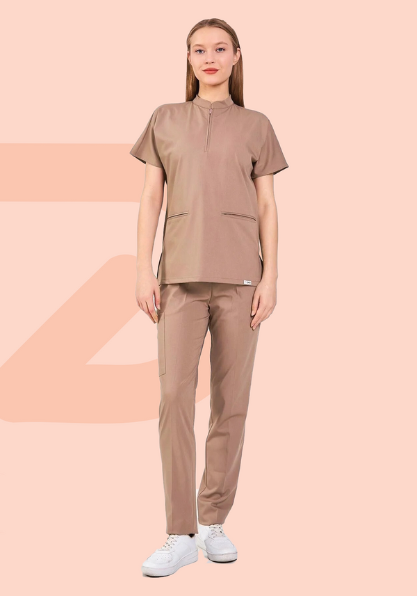 Latte ProFlex Zipper Scrubs Set